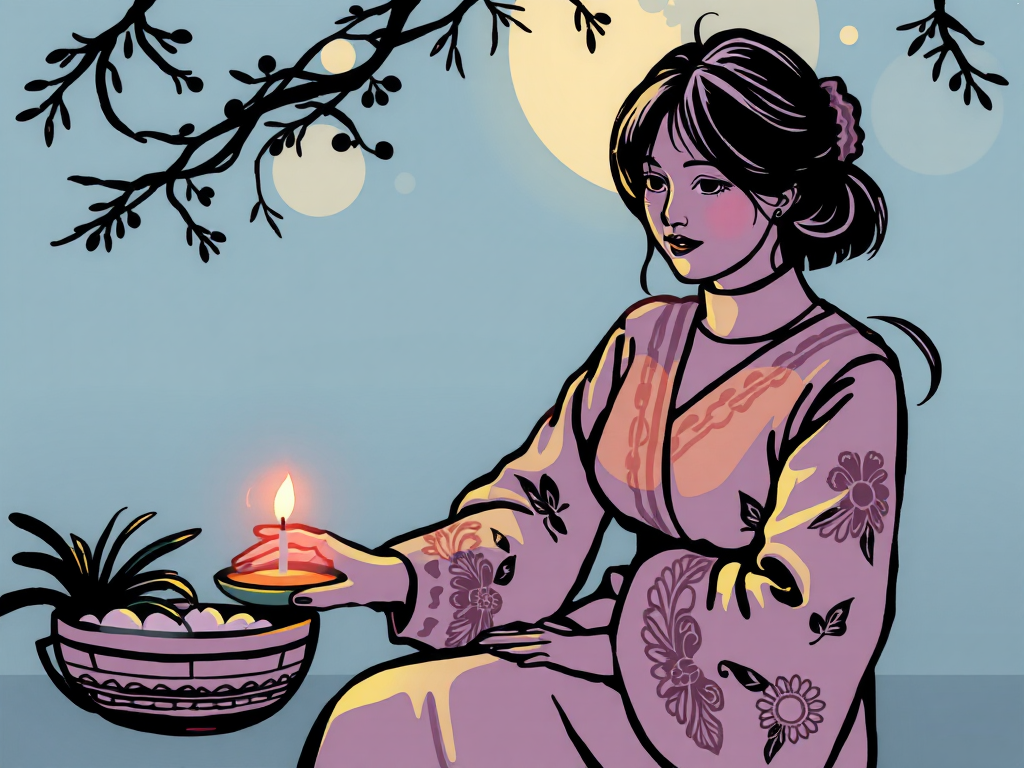 Văn Thù Sư Lợi Bồ Tát hiện thân trí tuệ Bát Nhã ngồi trên đài sen, cầm kiếm và hoa sen, tỏa ánh sáng vàng trong phong cách tranh thủy mặc truyền thống